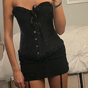 Black lace up corset top